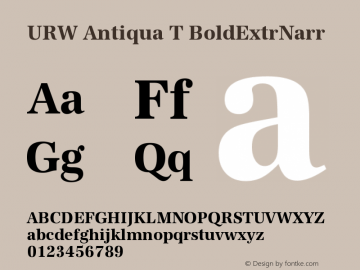 URW Antiqua T Bold Extra Narrow Version 001.005 Font Sample