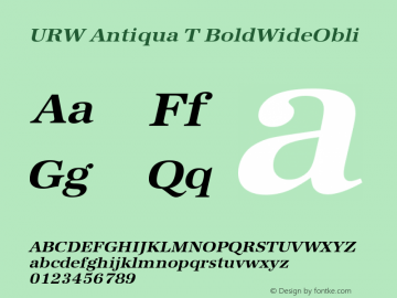 URW Antiqua T Bold Wide Oblique Version 001.005 Font Sample