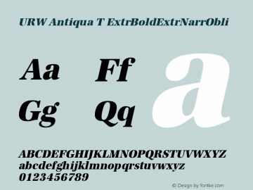 URW Antiqua T Extra Bold Extra Narrow Oblique Version 001.005 Font Sample