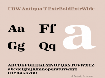 URW Antiqua T Extra Bold Extra Wide Version 001.005 Font Sample