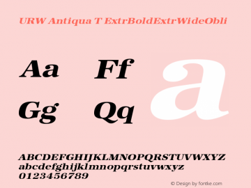 URW Antiqua T Extra Bold Extra Wide Oblique Version 001.005 Font Sample