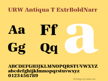 URW Antiqua T Extra Bold Narrow Version 001.005 Font Sample