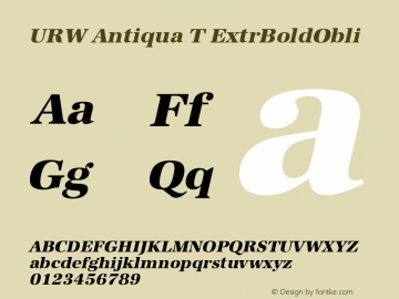 URW Antiqua T Extra Bold Oblique Version 001.005 Font Sample