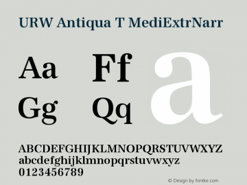URW Antiqua T Medium Extra Narrow Version 001.005 Font Sample