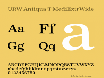 URW Antiqua T Medium Extra Wide Version 001.005 Font Sample