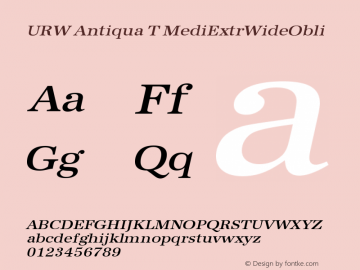 URW Antiqua T Medium Extra Wide Oblique Version 001.005 Font Sample