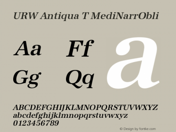 URW Antiqua T Medium Narrow Oblique Version 001.005 Font Sample