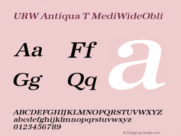 URW Antiqua T Medium Wide Oblique Version 001.005 Font Sample