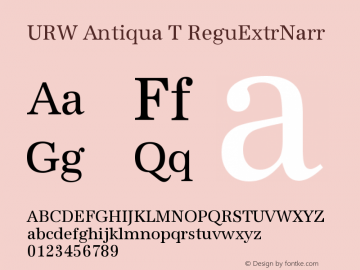 URW Antiqua T Regular Extra Narrow Version 001.005 Font Sample