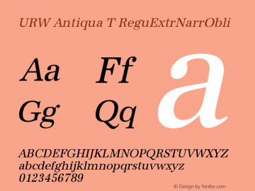URW Antiqua T Regular Extra Narrow Oblique Version 001.005 Font Sample