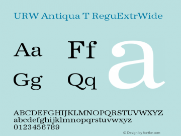 URW Antiqua T Regular Extra Wide Version 001.005 Font Sample