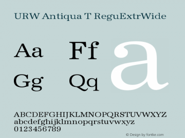 URW Antiqua T Regular Extra Wide Version 001.005 Font Sample