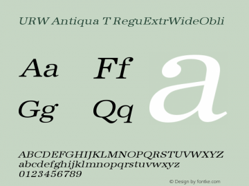 URW Antiqua T Regular Extra Wide Oblique Version 001.005 Font Sample