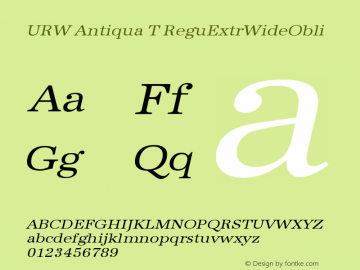 URW Antiqua T Regular Extra Wide Oblique Version 001.005 Font Sample