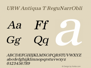 URW Antiqua T Regular Narrow Oblique Version 001.005 Font Sample