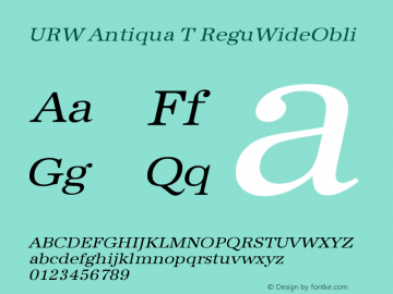 URW Antiqua T Regular Wide Oblique Version 001.005 Font Sample