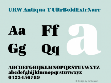 URW Antiqua T Ultra Bold Extra Narrow Version 001.005 Font Sample