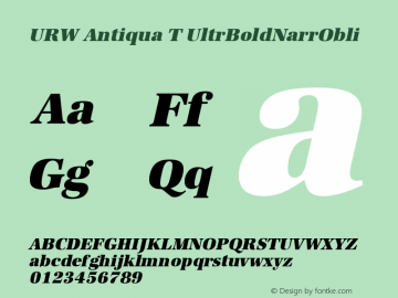 URW Antiqua T Ultra Bold Narrow Oblique Version 001.005 Font Sample