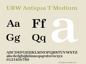 URW Antiqua T Medium Version 001.005 Font Sample