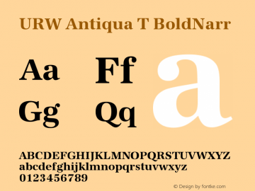 URW Antiqua T Bold Narrow Version 001.005 Font Sample