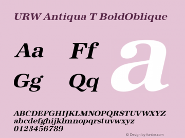 URW Antiqua T Bold Oblique Version 001.005 Font Sample