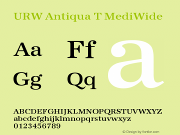 URW Antiqua T Medium Wide Version 001.005 Font Sample