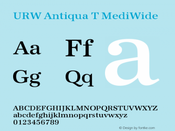 URW Antiqua T Medium Wide Version 001.005 Font Sample