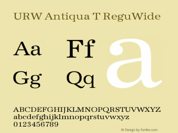 URW Antiqua T Regular Wide Version 001.005 Font Sample