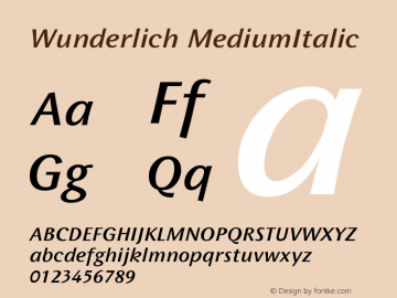 Wunderlich-MediumItalic Version 001.000图片样张