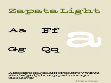 Zapata-Light Version 001.000 Font Sample