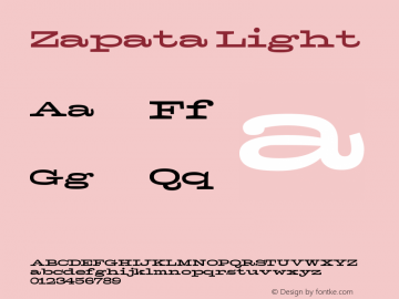 Zapata-Light Version 001.000 Font Sample