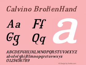 Calvino-BrokenHand Version 001.000 Font Sample