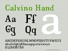 CalvinoHand Version 001.000 Font Sample