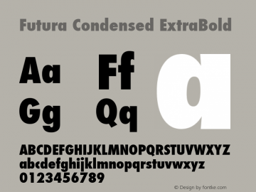 Futura Condensed ExtraBold 4.1d4 Font Sample