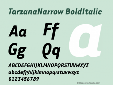 TarzanaNarrowBoldItalic Version 001.000 Font Sample