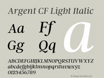 Argent CF Light Italic Version 1.000 Font Sample