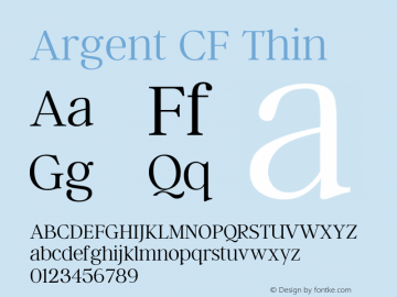 Argent CF Thin Version 1.000 Font Sample