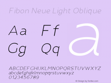 Fibon Neue Light Oblique Version 1.0图片样张