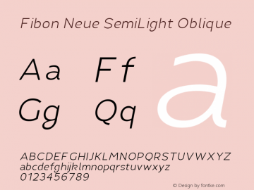 Fibon Neue SemiLight Oblique Version 1.0图片样张