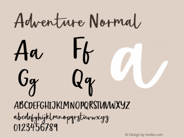 Adventure Normal Version 1.000;PS 001.000;hotconv 1.0.88;makeotf.lib2.5.64775 Font Sample