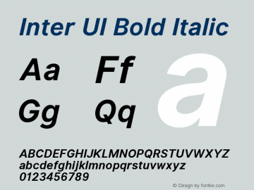 Inter UI Bold Italic 2.5;86daccf Font Sample