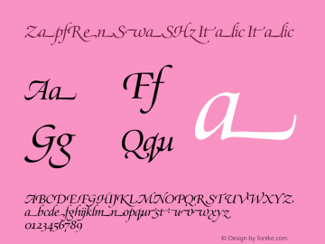 Zapf Renaiss Ant Swashed Italic Version 001.000 Font Sample