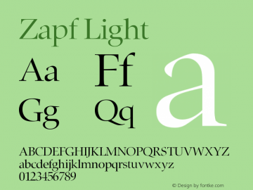 Zapf Renaissance Light Version 001.000 Font Sample