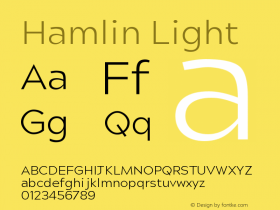 Hamlin Light Version 1.000;PS 001.000;hotconv 1.0.88;makeotf.lib2.5.64775 Font Sample