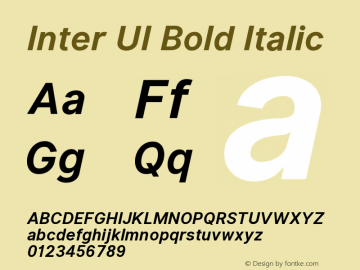 Inter UI Bold Italic 2.5;86daccf Font Sample