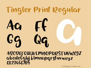 Tingler Print Version 1.000 Font Sample