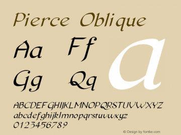 Pierce Oblique Version 0.2.0 Font Sample