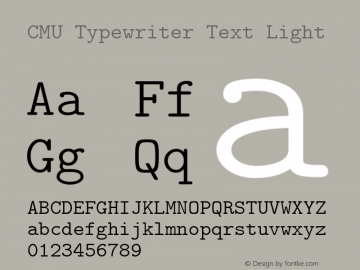 CMU Typewriter Text Light Version 0.7.0 Font Sample