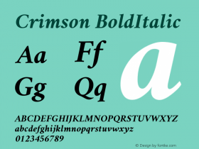 Crimson Bold Italic Version 0.8 Font Sample