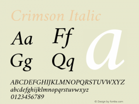 Crimson Italic Version 0.8 Font Sample